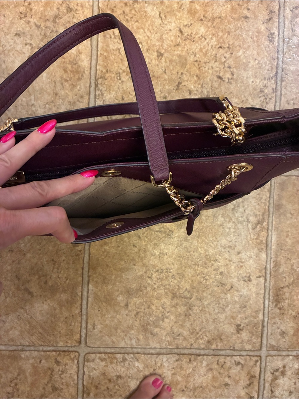 Michael Kors Burgundy/Merlot Signature Tote - Picture 11 of 12
